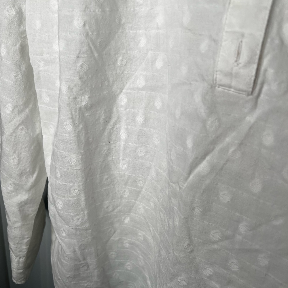 Talbots White Textured Dot Button Pullover Blouse… - image 7